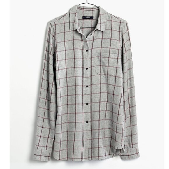 MADEWELL Slim Boyshirt in Slater Plaid Wool Blend Plaid Size S - Picture 7 of 7